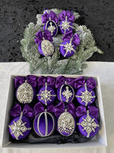 Load image into Gallery viewer, 1 Set of 6 Christmas BaublesChristmas Velvet Ornaments/Christmas  Purple Balls/Christmas Purple Rhinestones Balls/Rhinestones Ornaments Balls/Tree Set Deco
